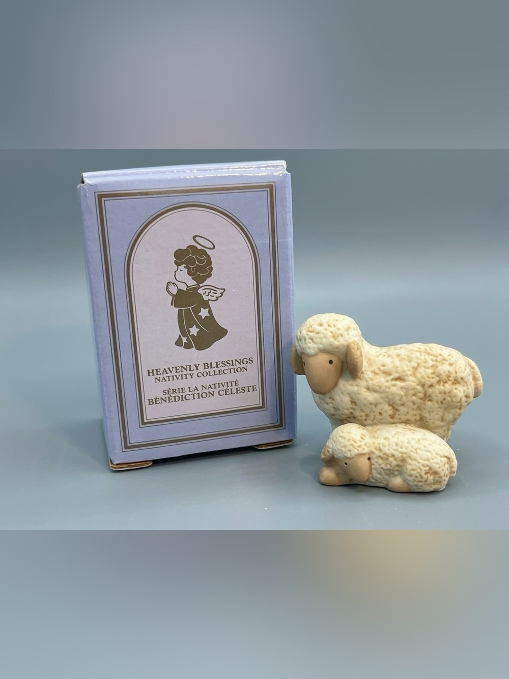 Vintage 1988 Avon Heavenly Blessings Nativity Sheep & Lamb Figurine Boxed